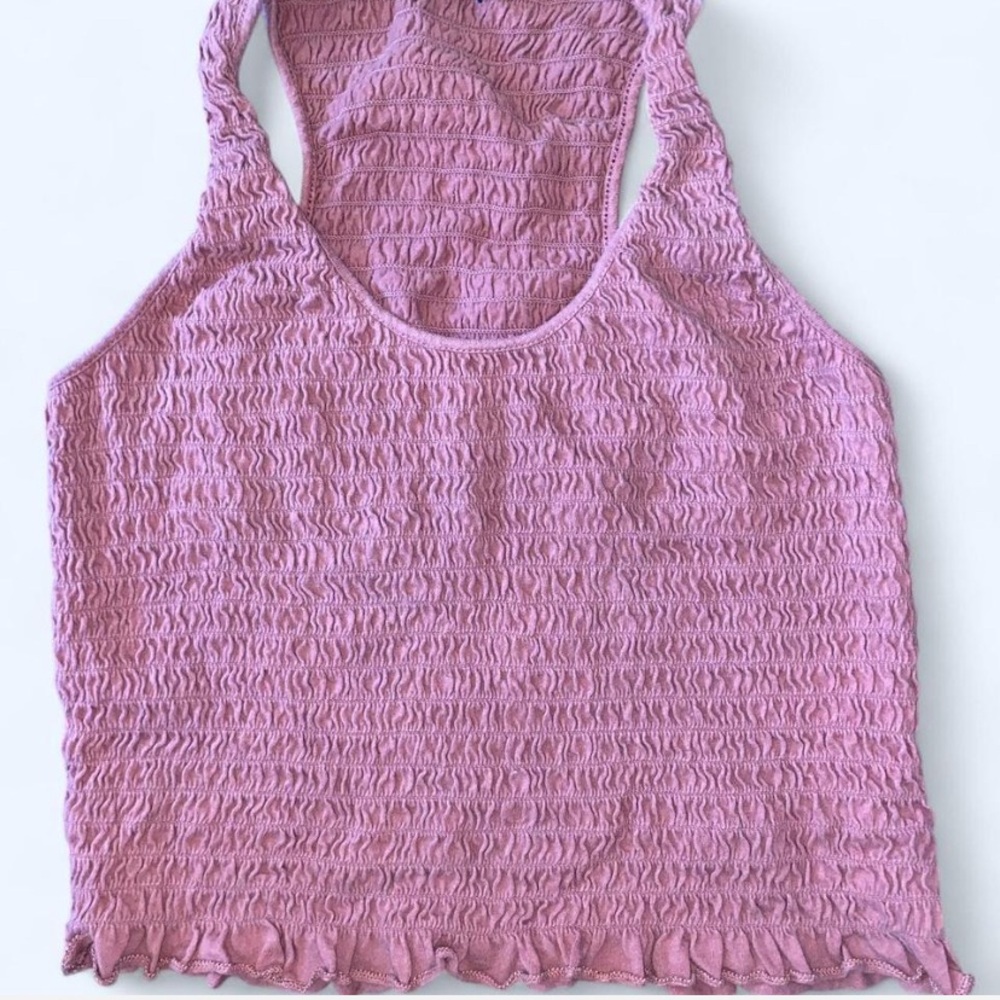 American Eagle Outfitters Mauve Smocked Tank Top
